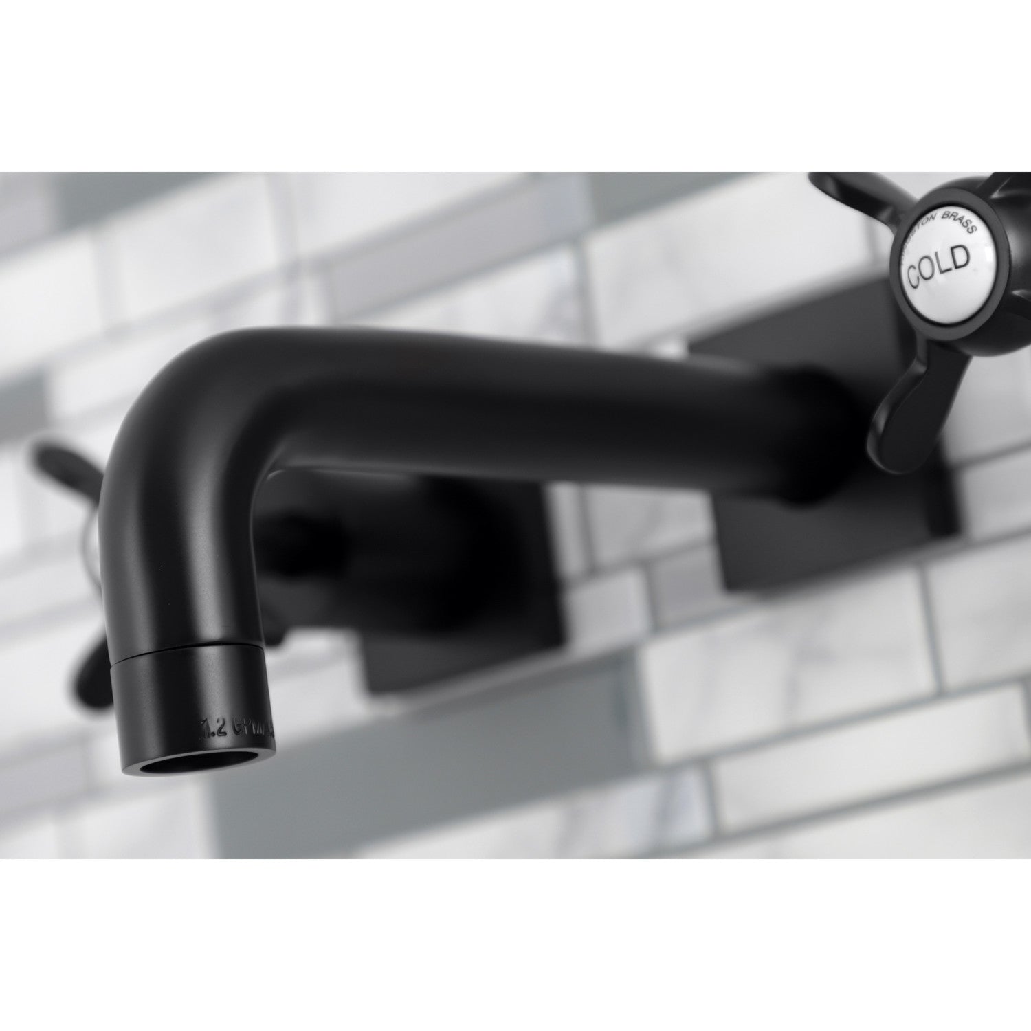 Kingston Tulare KS6120BEX - Essex Double-Handle 3-Hole Wall Mount Bathroom Faucet, Matte Black — thumbnail 3
